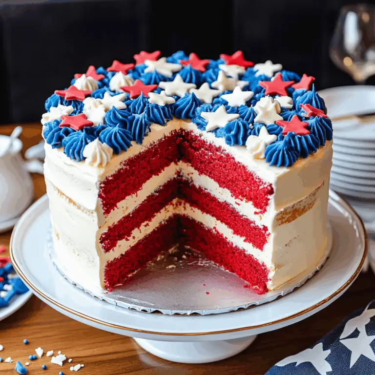 Celebrate with Red, White, and Blue Fourth of July Cake
