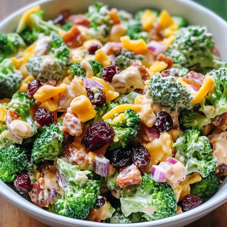 Broccoli Turkey Bacon Salad with Raisins and Cheddar Cheese