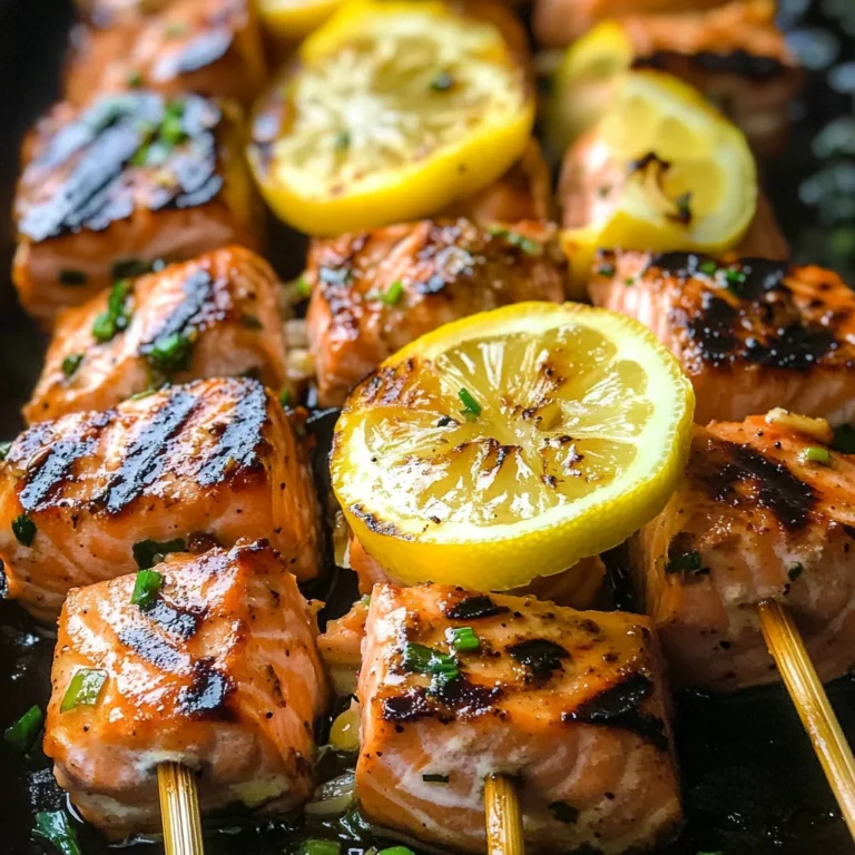 Grilled Salmon Skewers with Garlic and Dijon