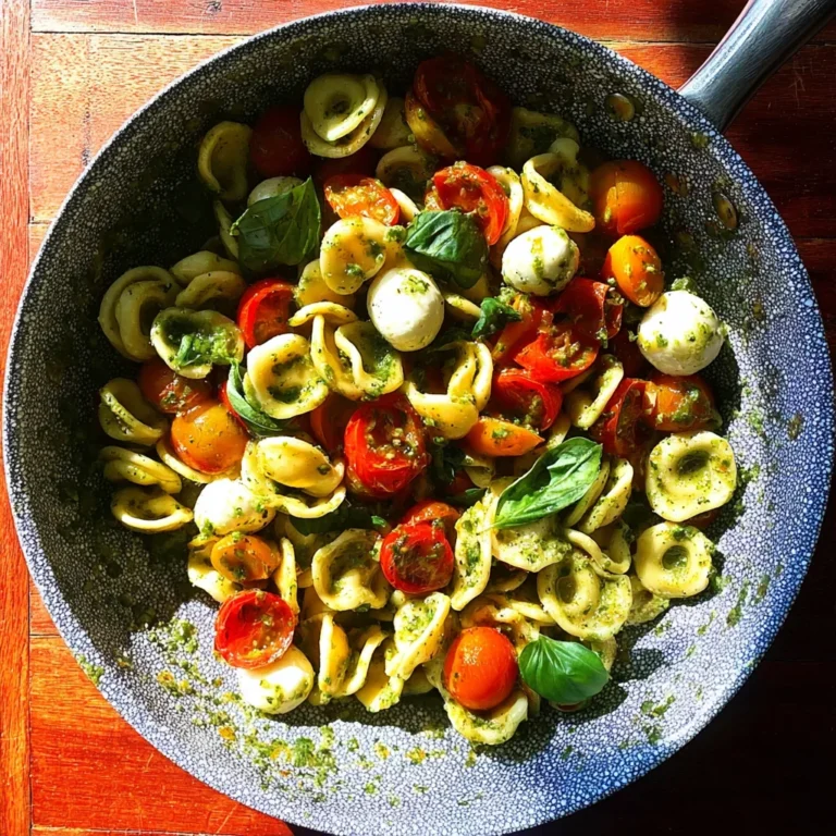 Orecchiette with Cherry Tomatoes, Mozzarella & Basil Pesto