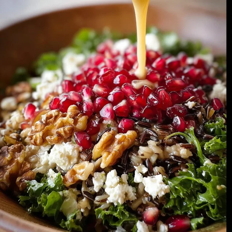 Pomegranate, Kale, and Wild Rice Salad with Walnuts and Feta