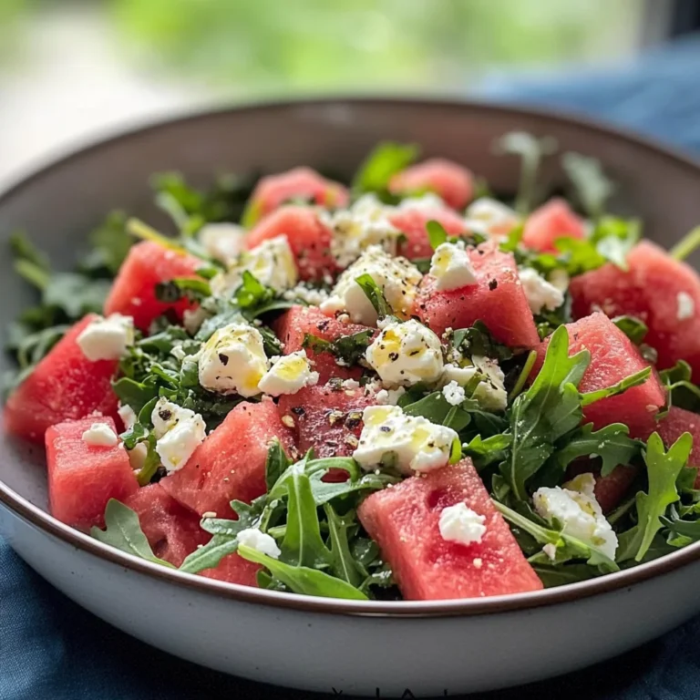 Watermelon Salad with Arugula, Feta, & Fresh Herbs