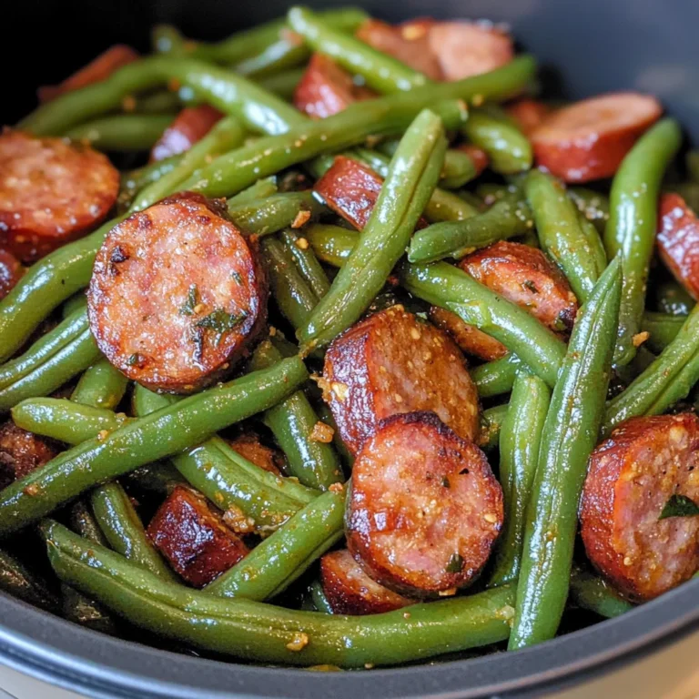 Air Fryer Green Beans and Smoked Sausage
