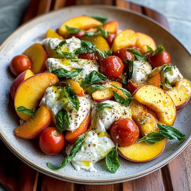 Peach Burrata Salad With Cchicken hampagne Vinaigrette