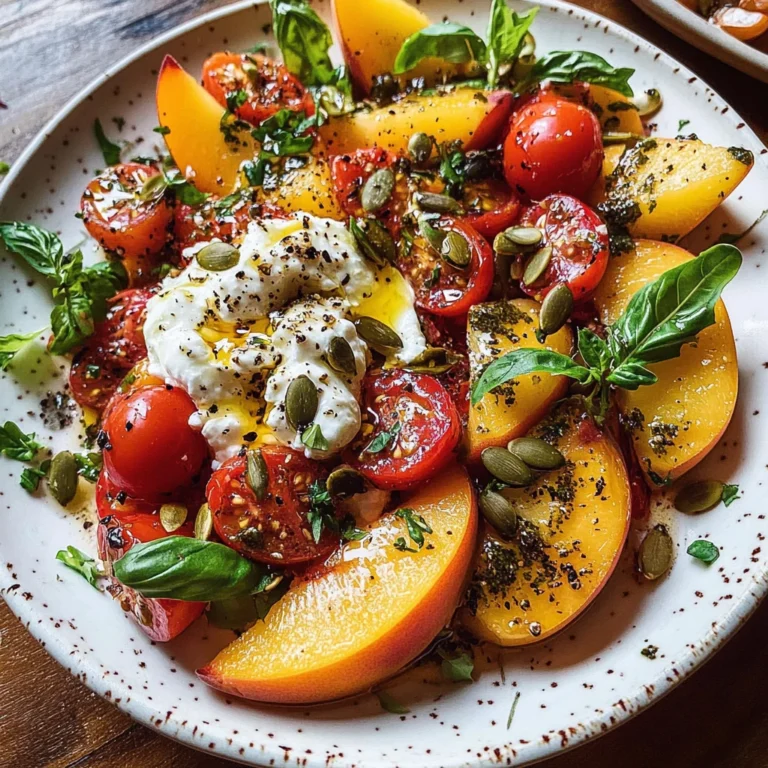 Tomato, Peach, and Burrata Salad