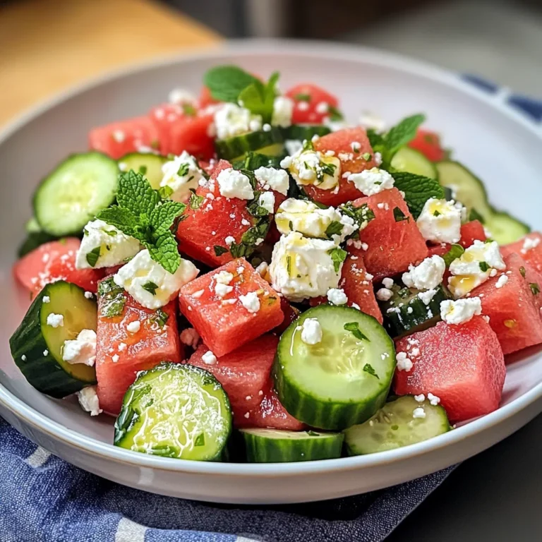 Watermelon Salad with Feta, Mint, and Cucumber