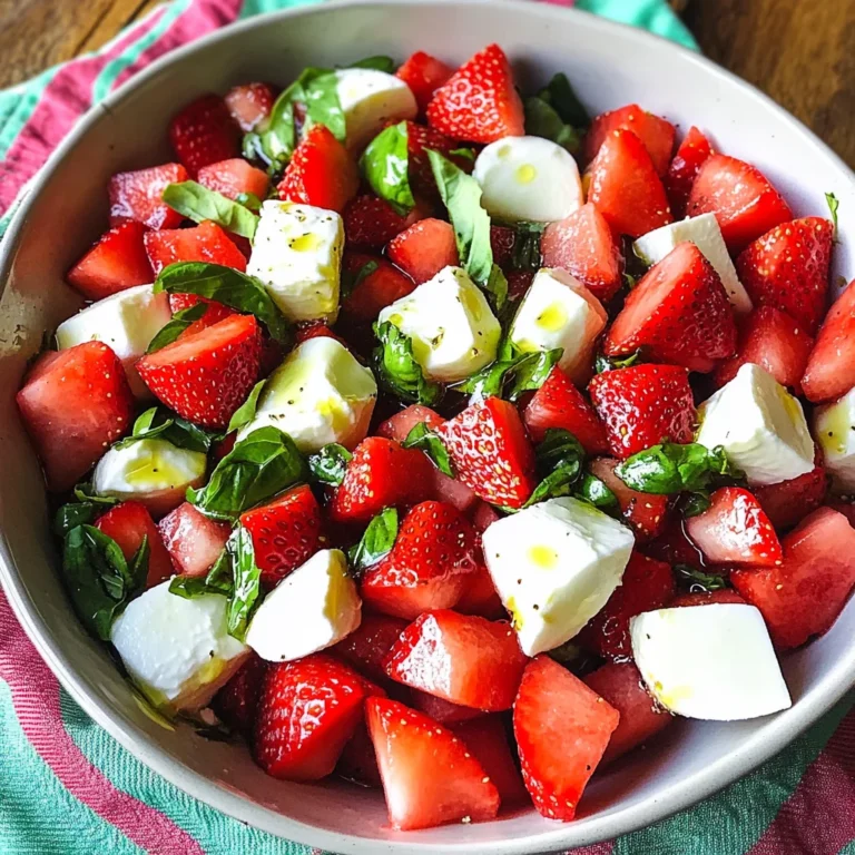 Watermelon Strawberry Caprese Salad