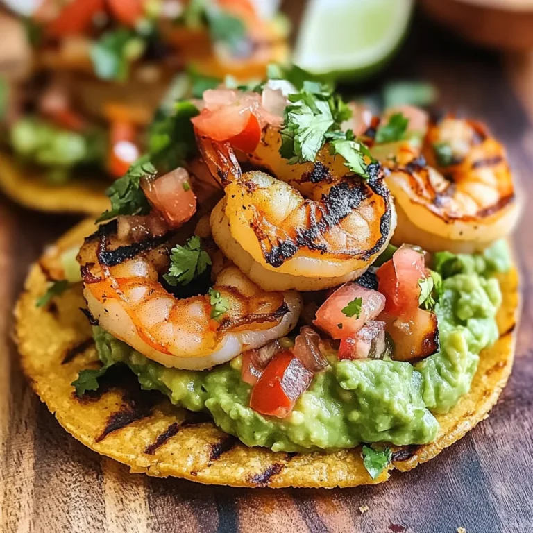 Grilled Shrimp Tostadas with Guacamole & Pico de Gallo