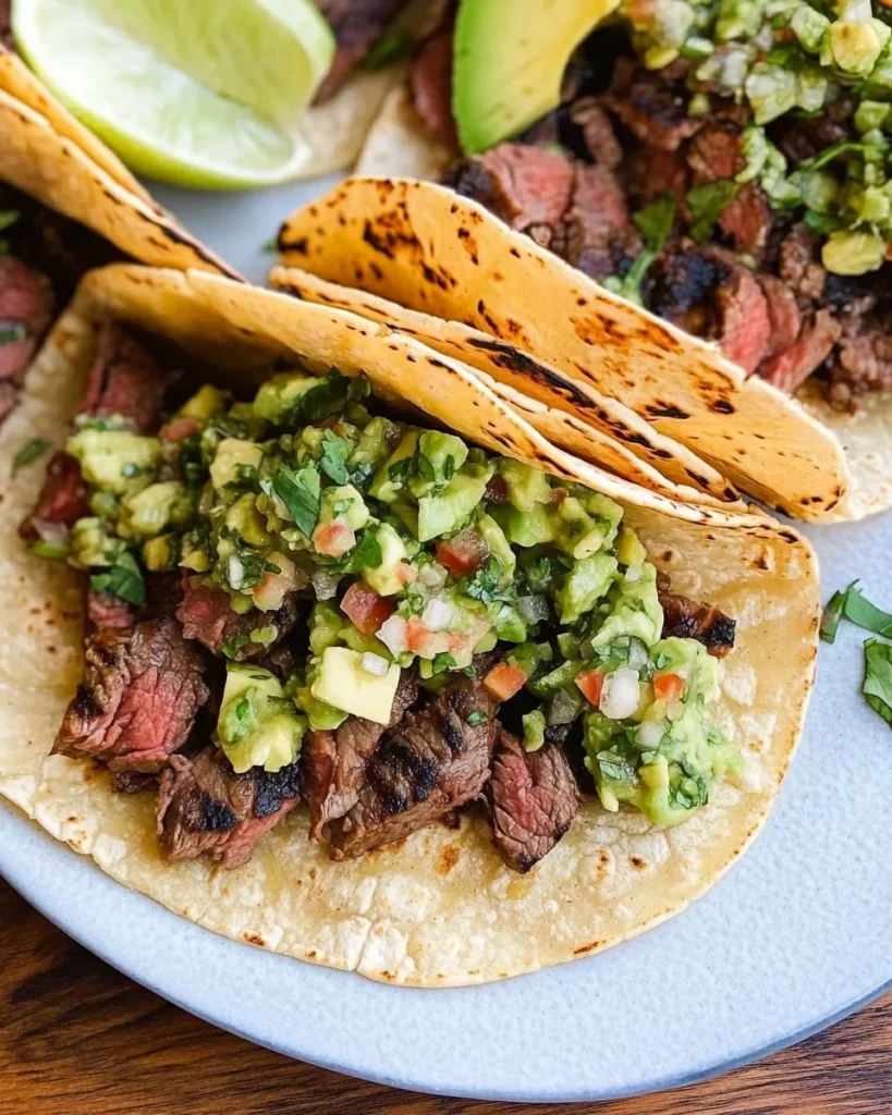 Grilled Steak Tacos with Avocado Salsa
