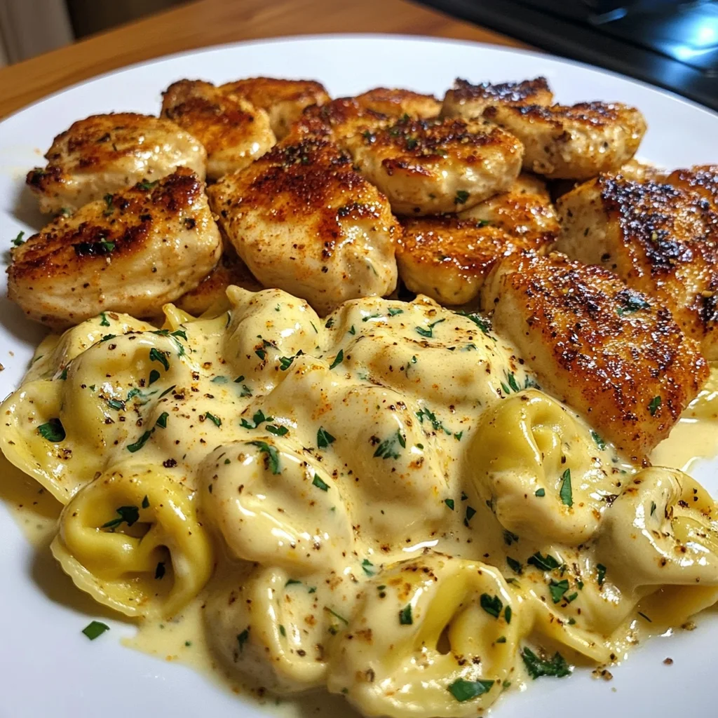 Cheesy Garlic Cajun Chicken Tortellini with Velveeta Cream Sauce