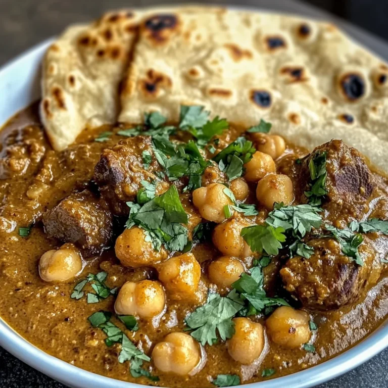Coconut Lamb Curry with Chickpeas and Garlic Naan