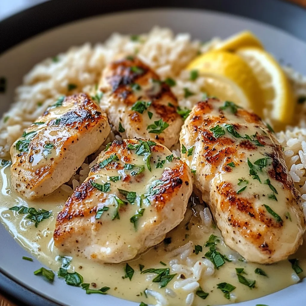 Creamy Lemon Garlic Chicken with Herb Rice