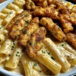 Creamy Rigatoni Alfredo with Cajun Chicken Strips