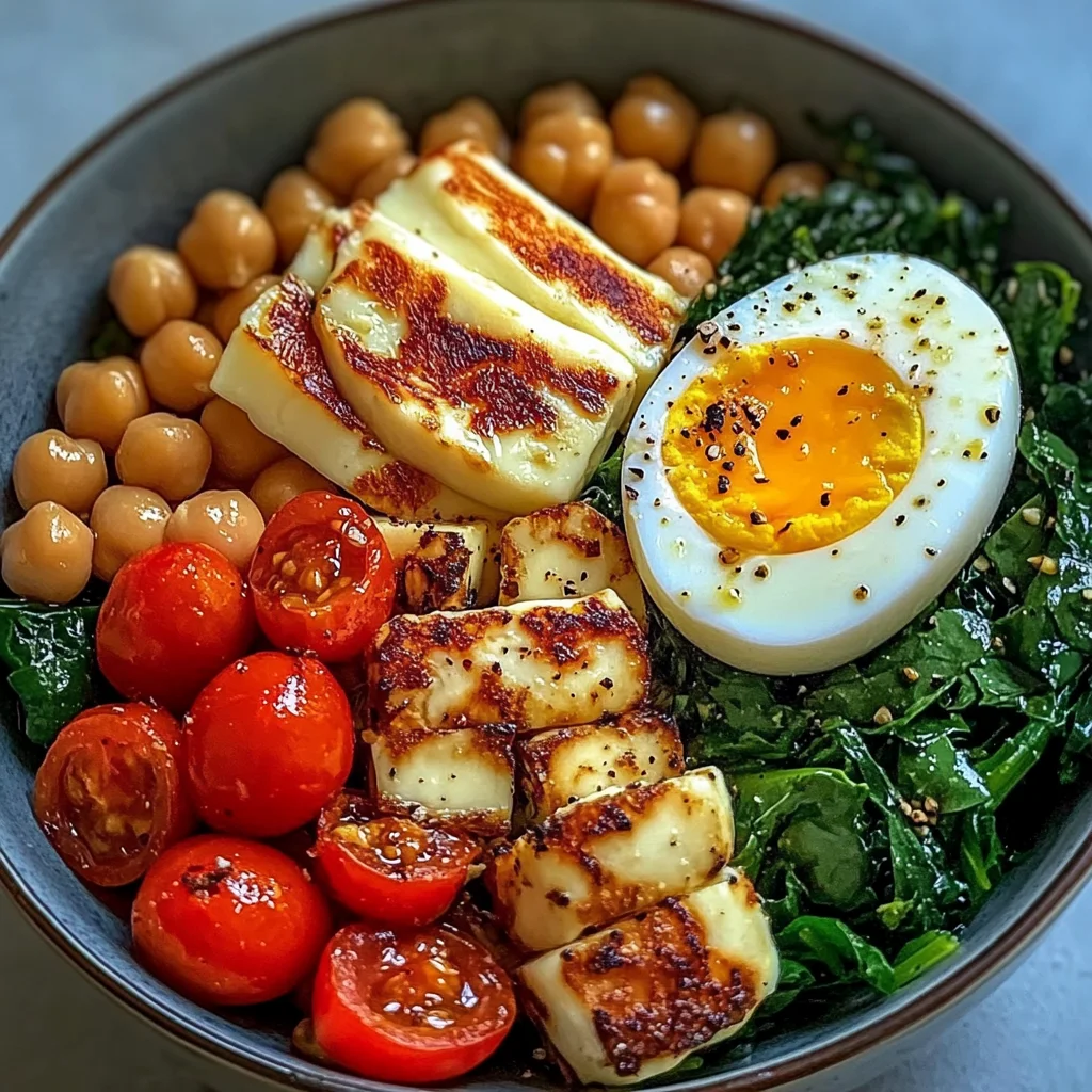 Halloumi & Chickpea Power Bowl with Soft-Boiled Egg