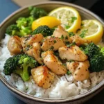 Lemon Garlic Chicken Bowl with Broccoli & Jasmine Rice