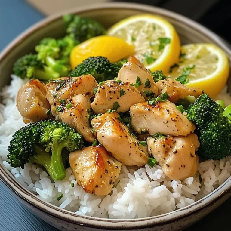 Lemon Garlic Chicken Bowl with Broccoli & Jasmine Rice