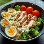 Protein-Packed Quinoa Bowl with Chicken, Eggs & Feta