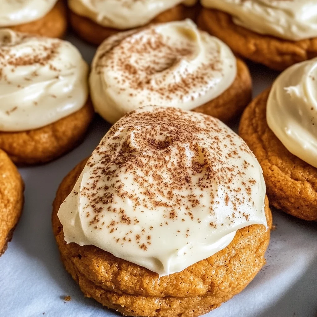 Pumpkin Cookies with Cream Cheese Frosting