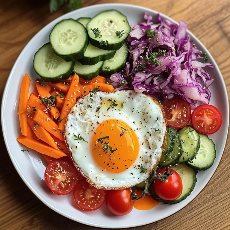 Rainbow Veggie and Sauerkraut Plate with Sunny Eggs