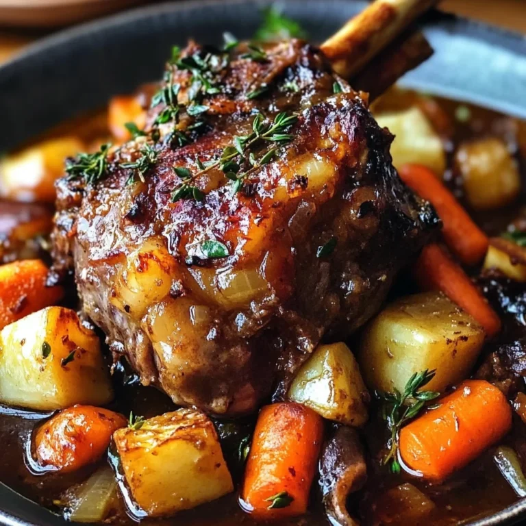 Red Wine Braised Lamb Shank with Root Vegetables