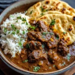 Slow-Cooked Beef Curry with Buttery Garlic Naan
