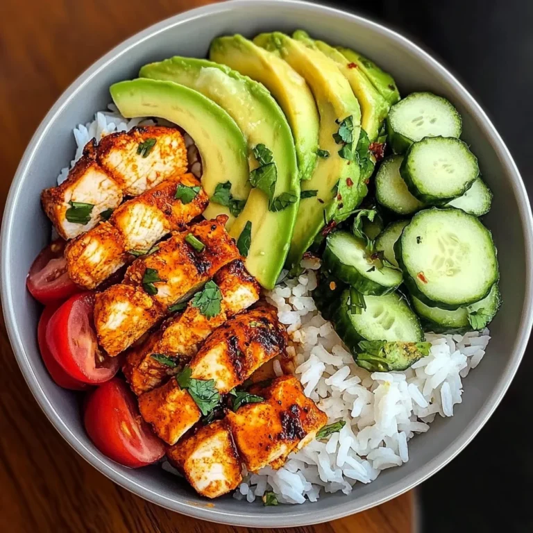 Spicy Chicken Rice Bowl with Avocado & Cucumber Salad