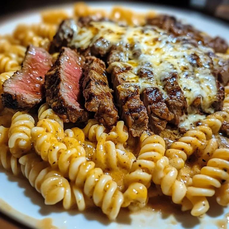 Spicy Garlic Butter Steak with Melted Mozzarella Rotini