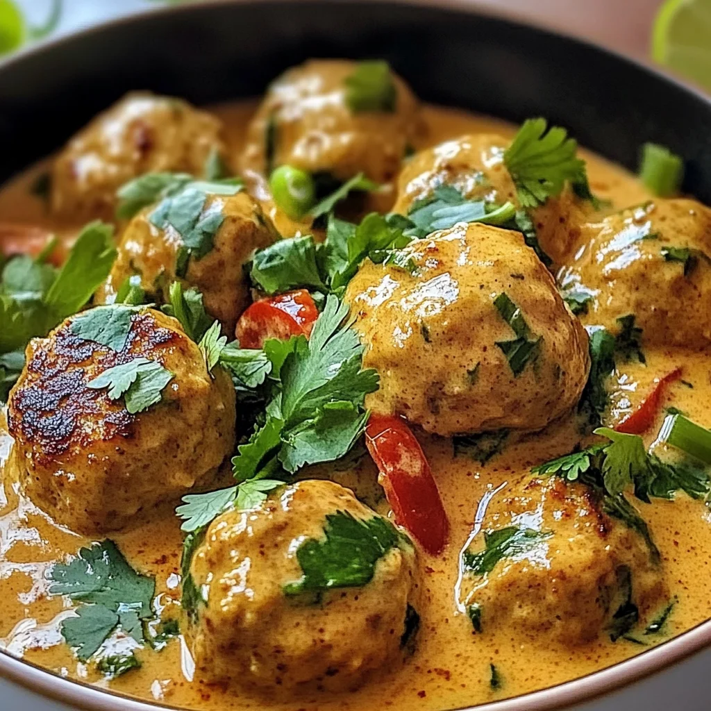Thai Chicken Meatballs in Creamy Coconut Curry