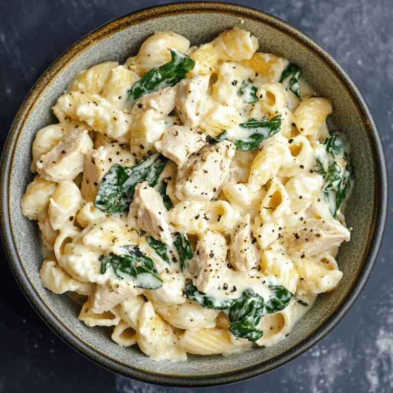 Creamy Chicken Pasta with Turkey Bacon and Spinach
