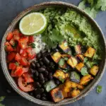 Grilled Veggie Burrito Bowls with Black Beans & Green Rice (Vegetarian, Vegan)