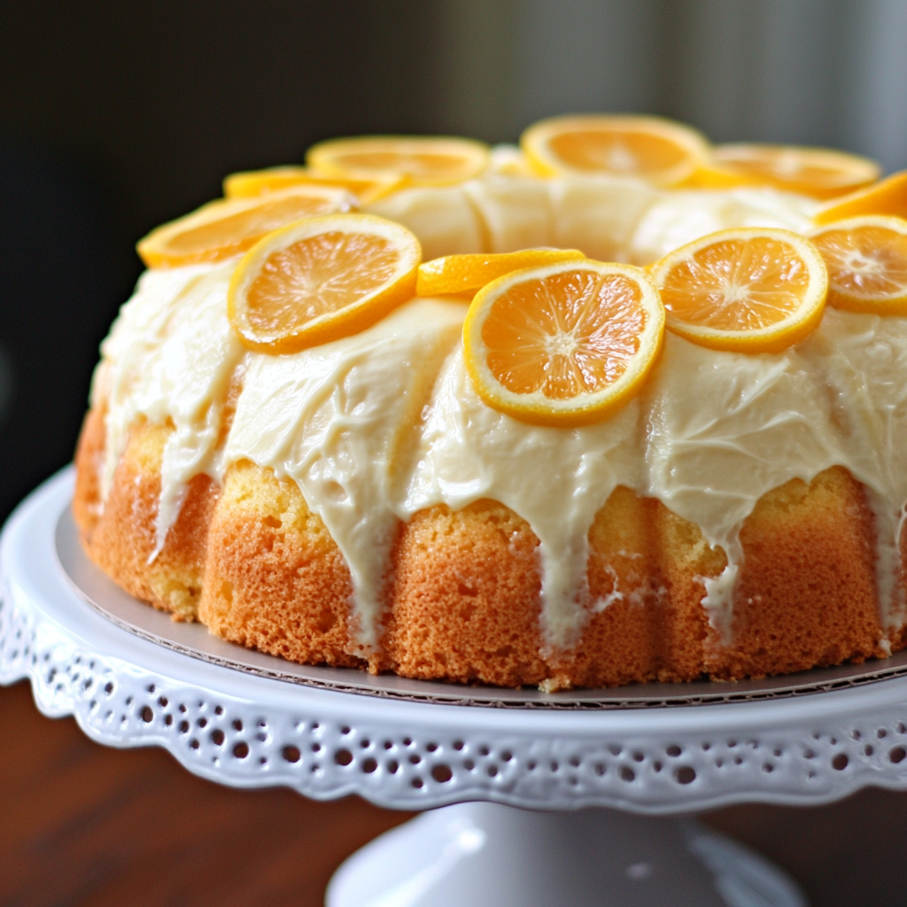 Lemon Cream Cheese Pound Cake with Candied Lemons