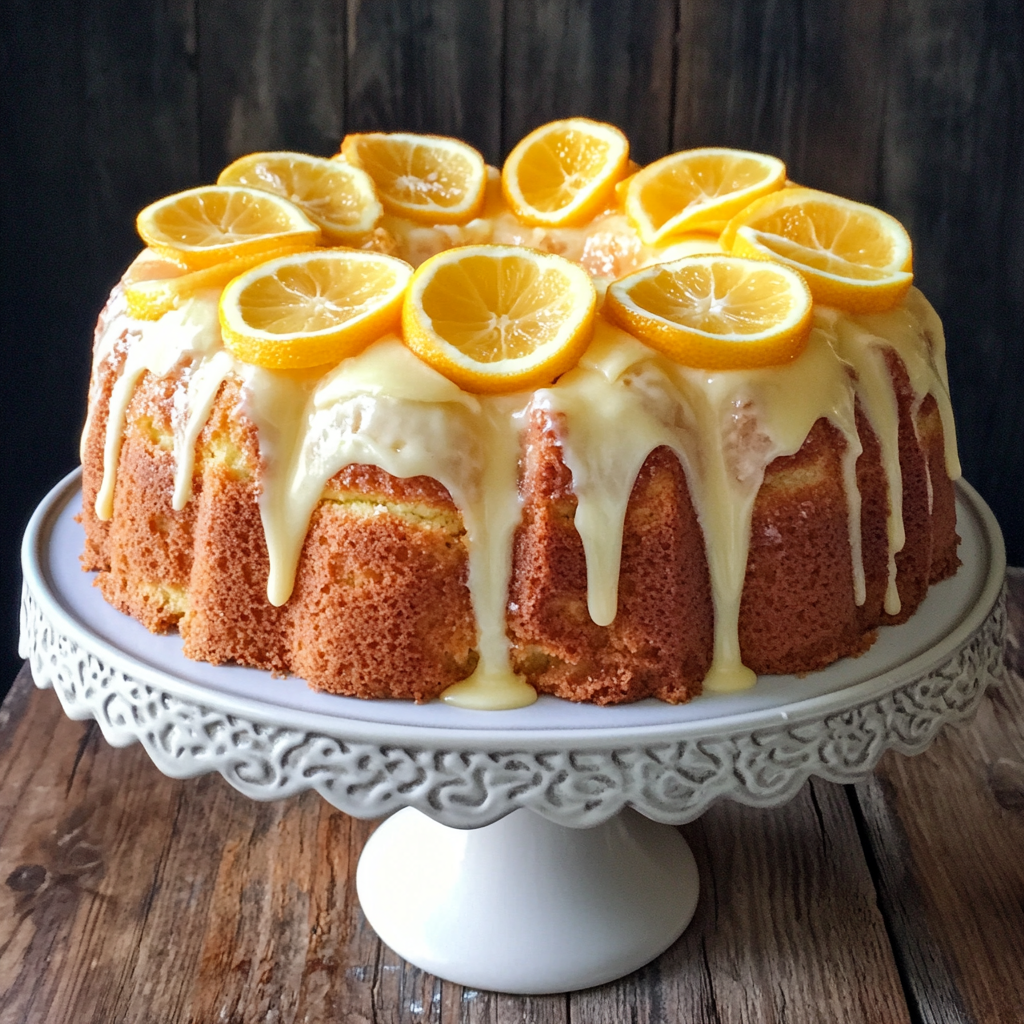 Lemon Cream Cheese Pound Cake with Candied Lemons