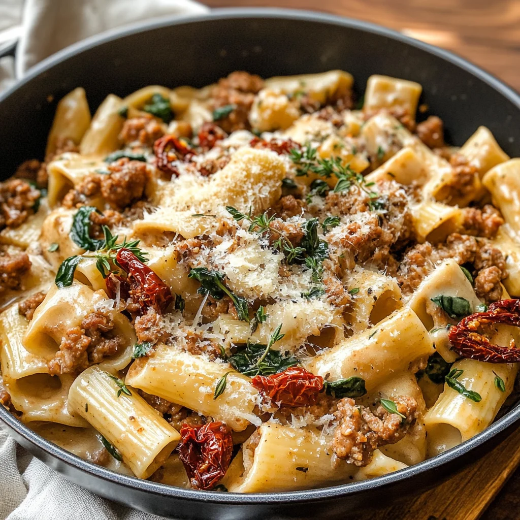 Creamy Italian Sausage Sun Dried Tomato Pasta
