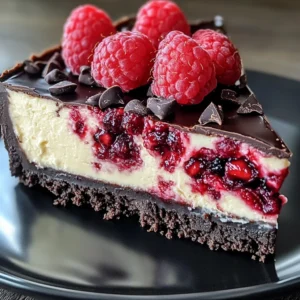 Dark Chocolate Raspberry Cheesecake