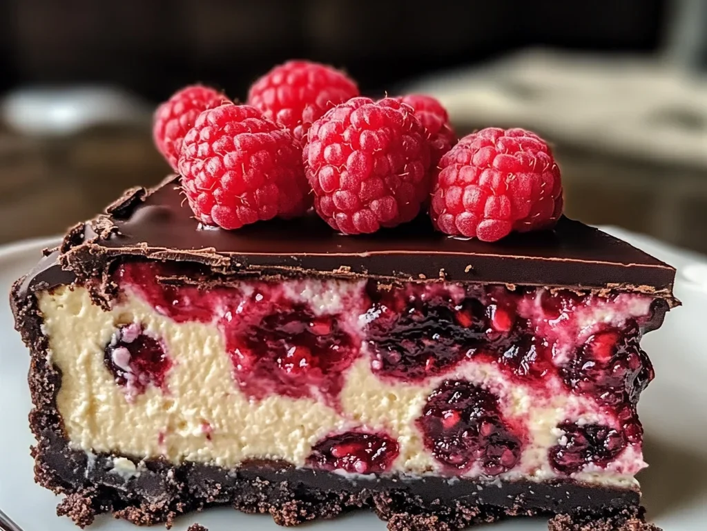Dark Chocolate Raspberry Cheesecake