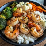 Garlic Butter Shrimp with Steamed Rice & Mixed Vegetables