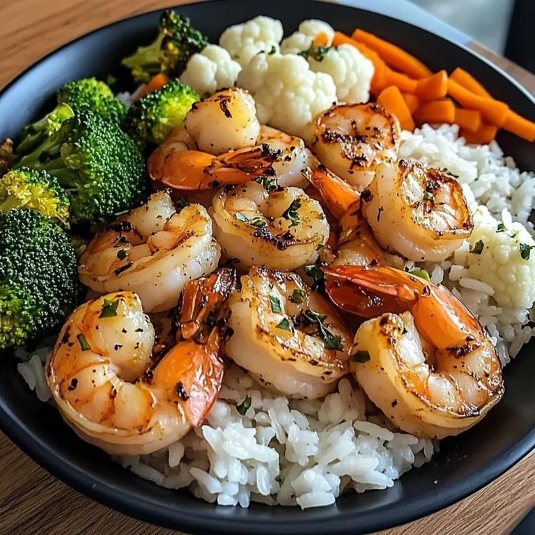 Garlic Butter Shrimp with Steamed Rice & Mixed Vegetables