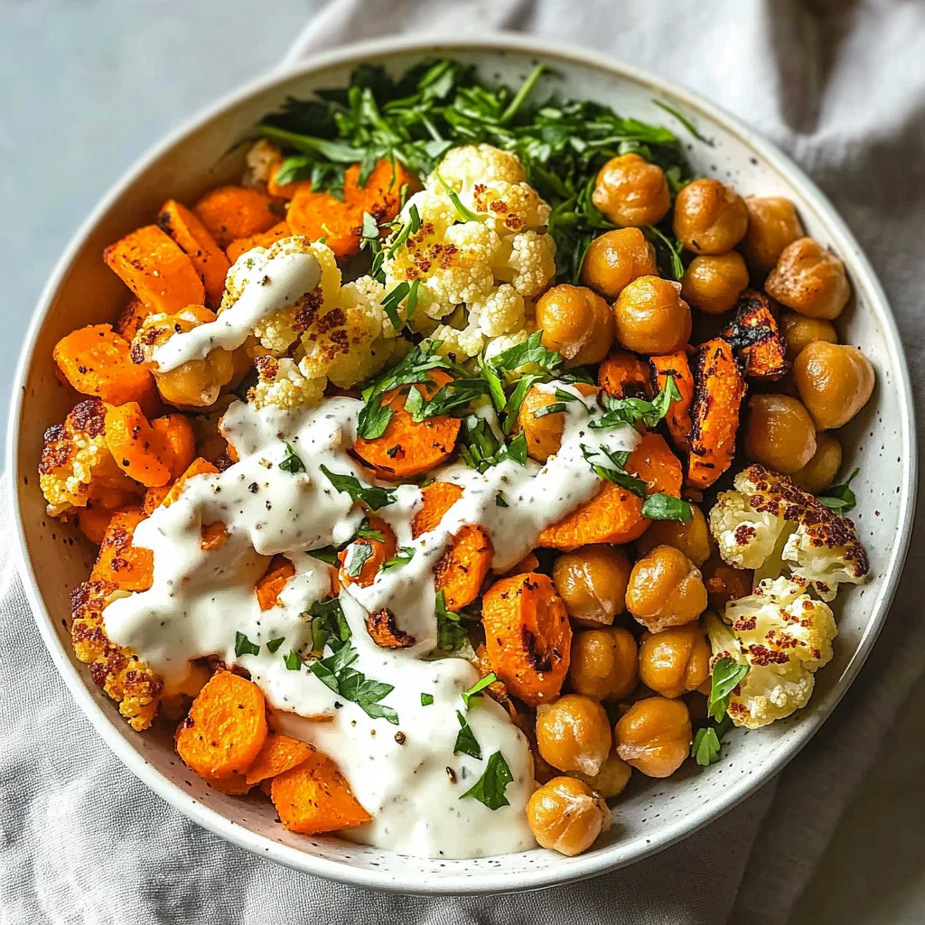 Glow Bowl Recipe: Roasted Veggie, Tahini Yogurt Sauce