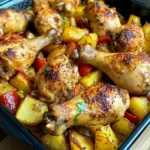 Golden-Baked Chicken Drumsticks with Crispy Potatoes