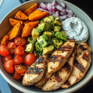 Grilled Chicken Bowl with Sweet Potato & Avocado Salsa