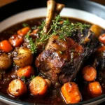 Red Wine Braised Lamb Shank with Carrots & Herbs