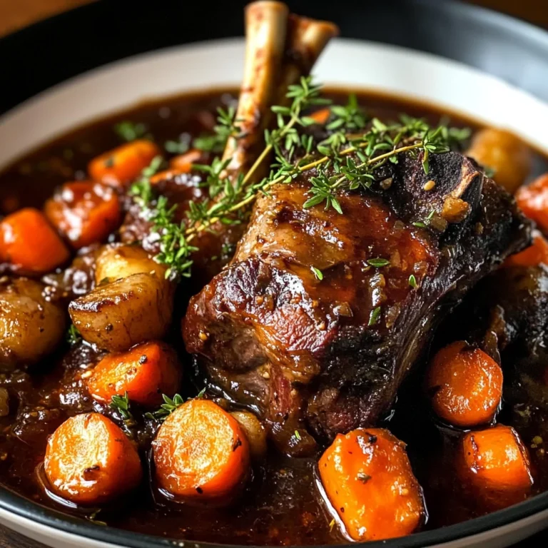 Red Wine Braised Lamb Shank with Carrots & Herbs