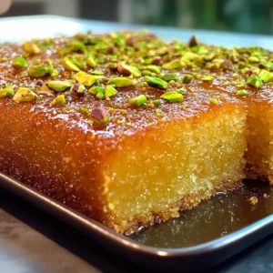 Saffron Pistachio Basbousa Recipe: A Middle Eastern Delight