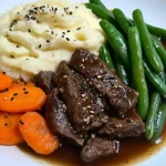 Savory Beef Plate with Mash, Carrots & Green Beans
