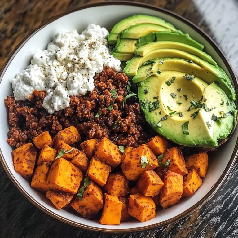 Spicy Sweet Potato Power Bowl with Avocado & Cottage Cheese