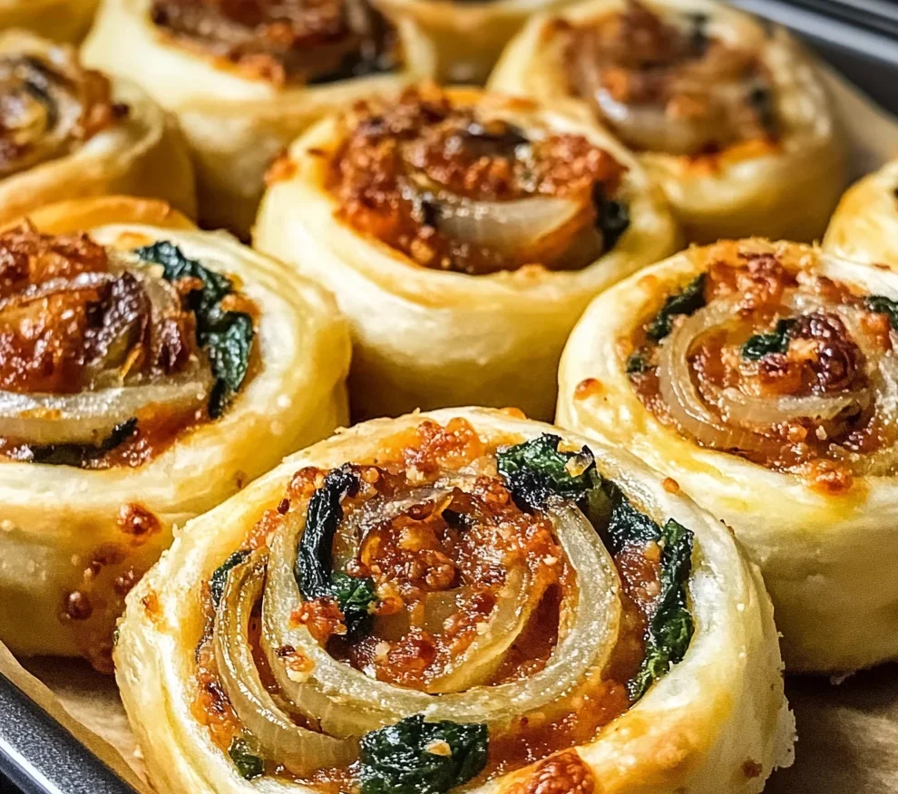 Vegan Caramelized Onion &amp; Spinach Pizza Rolls