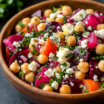 Chickpea Beet Feta Salad with Lemon-Garlic Vinaigrette – A Vibrant & Flavorful Delight