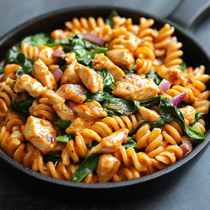 Zesty Honey BBQ Chicken Pasta with Creamy turkey Bacon & Spinach