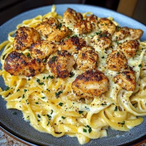 Cajun Chicken Bites with Cheesy Alfredo Linguine