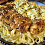 Cajun Chicken Bites with Cheesy Alfredo Linguine